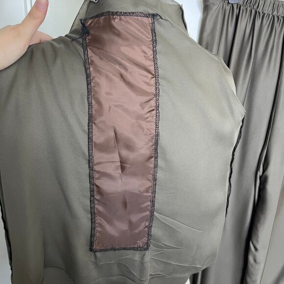 Dusan Women's Matching Set M/L Taupe Brown Silk Tank Wide Leg Pants Minimalist - Picture 12 of 16